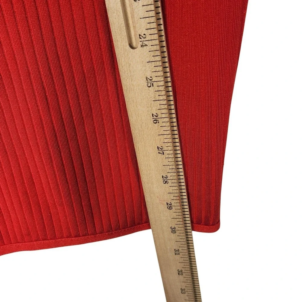 SUPERDOWN‎ Akeela Skirt Womens Small Red Ribbed Knit Midi Pencil Slit Zip